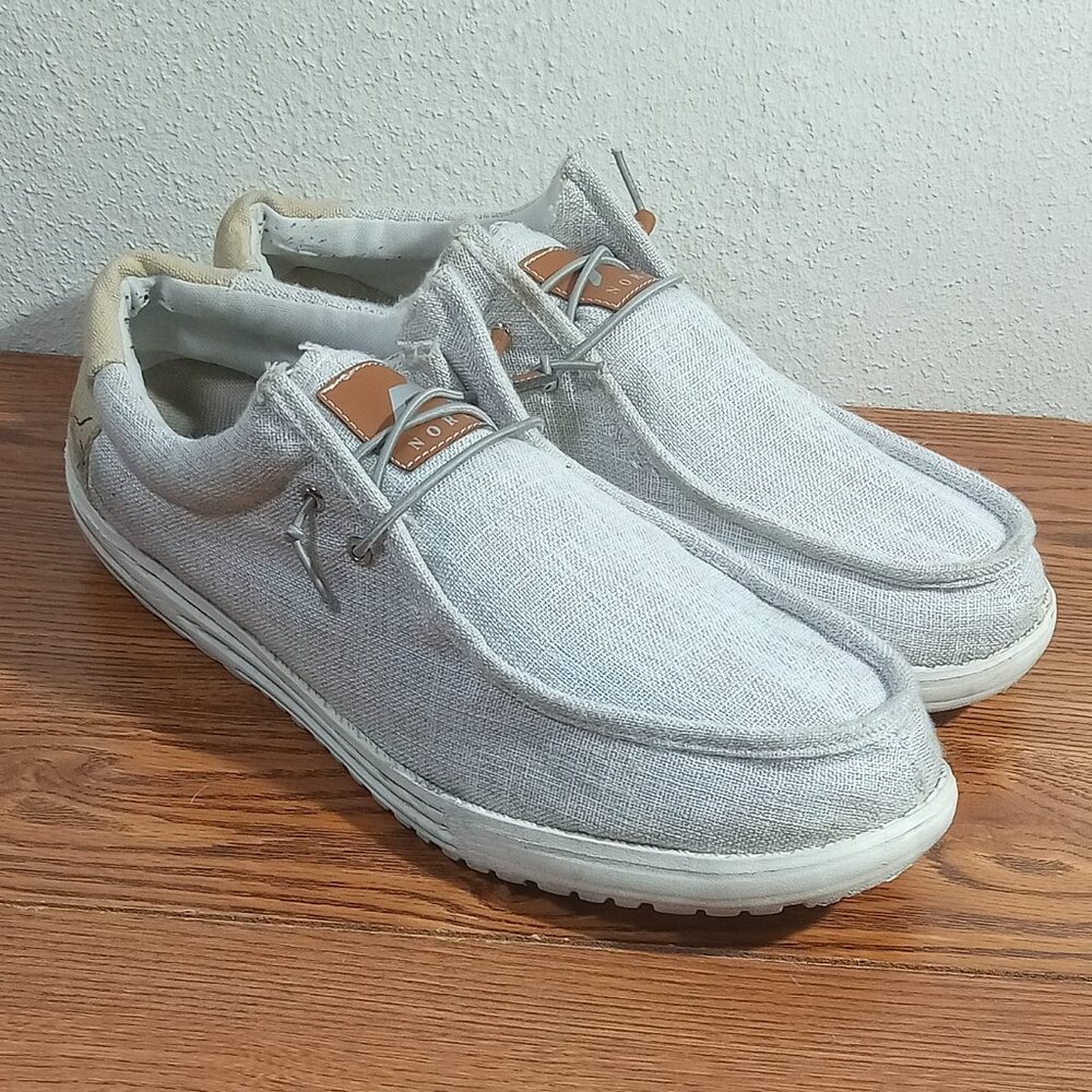 Men's Norty Slip On Low Top Boat Loafers, Gray/White, Size 13